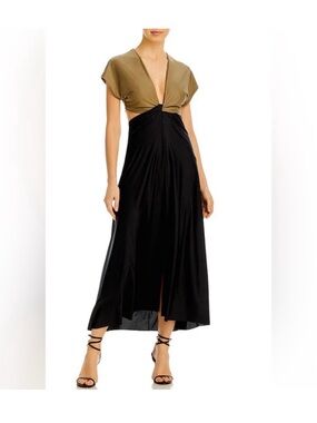 Vix Paula Hermanny Loop Midi Jumpsuit twist pool beach CoverUp Black Olive Green